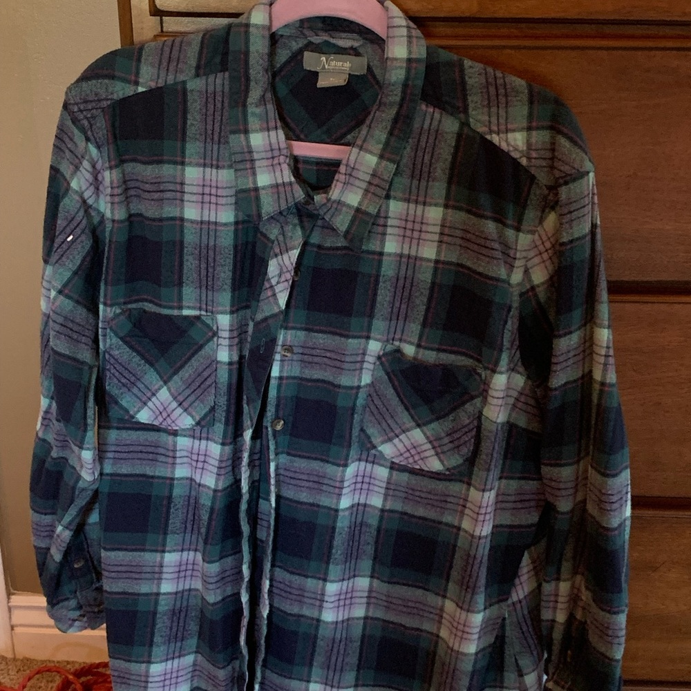Purple and teal plus sized flannel